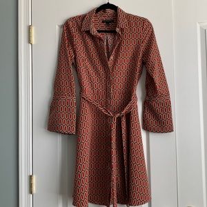 Banana Republic Factory Printed Pink/Orange/Navy tie dress